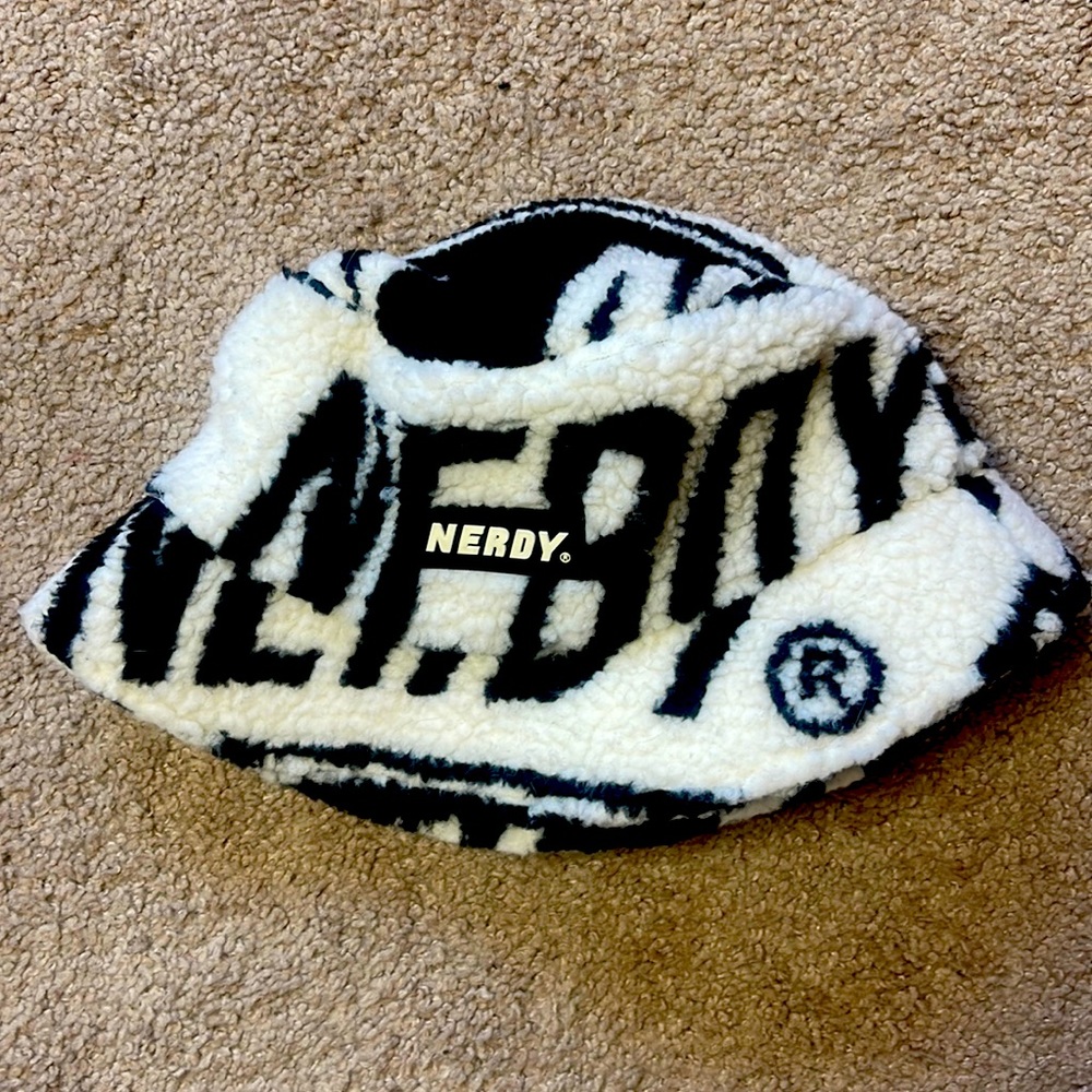Nerdy bucket hat. Black and white, pre-owned